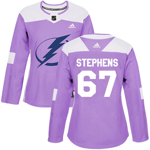 Adidas Tampa Bay Lightning #67 Mitchell Stephens Purple Authentic Fights Cancer Women Stitched NHL Jersey->women nhl jersey->Women Jersey
